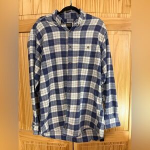 Men’s Size Large Woolrich 100% Cotton Flannel Shirt 
Purplish/Blue/Green